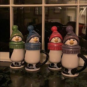 Set of Penguin Skater Covered Mugs